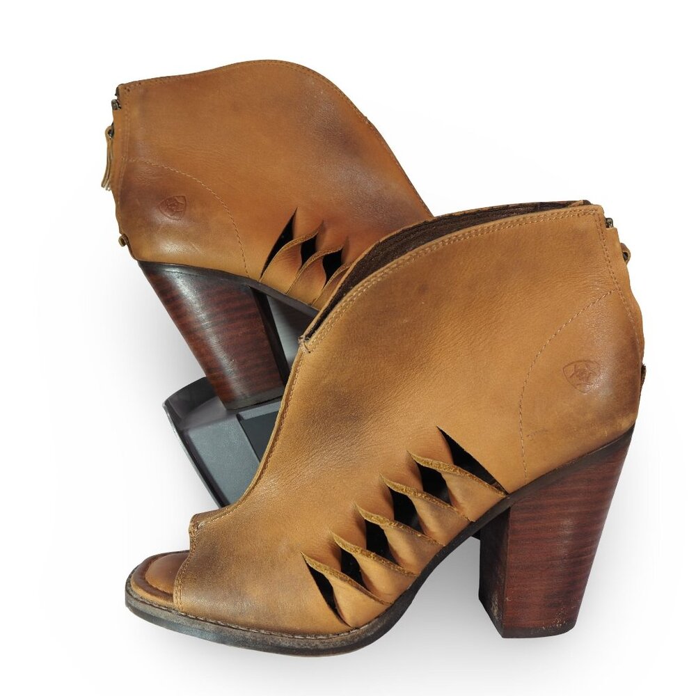Ariat Lindsley Peep Toe Heeled Booties Women's 9.5B Tennessee Tan 10019941‎